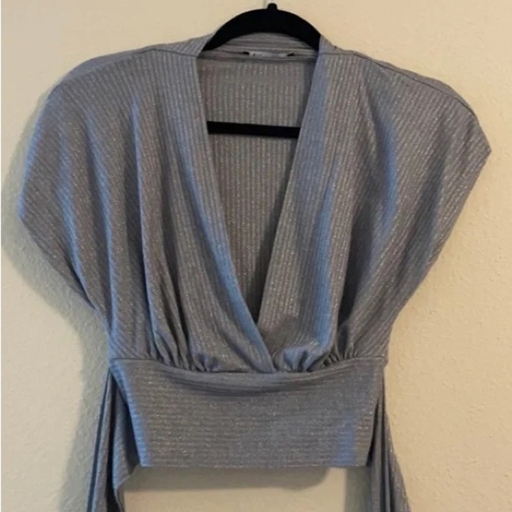 NWT Zara Silver tie around top